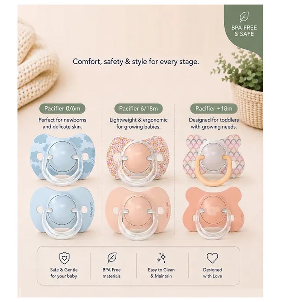 Suavinex - Physiological Baby Pacifier Bundle - 0-6M, 6-18M And 18M+ Stages Pacifier