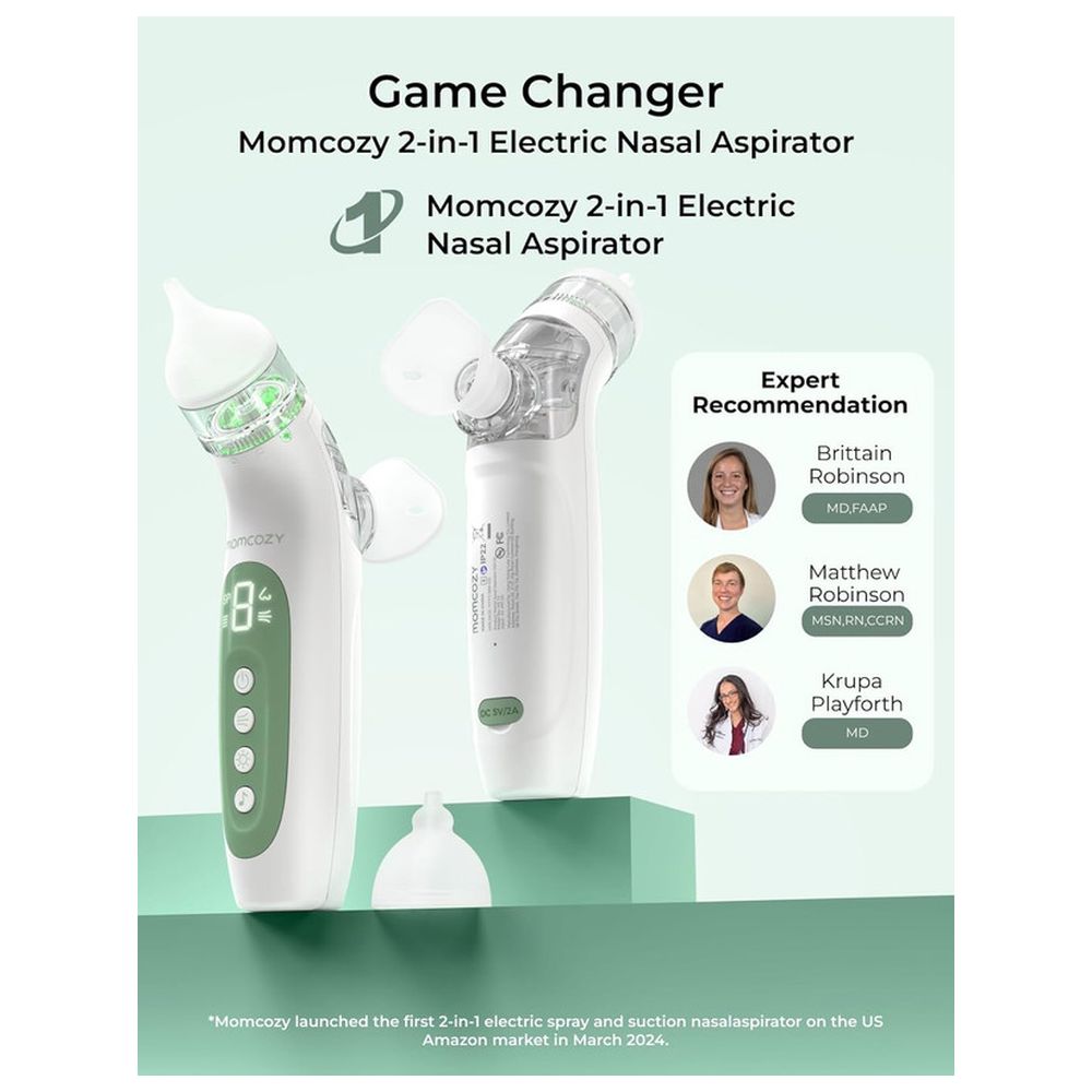 Momcozy - BreezyClear 2-in-1 Spray & Suction Electric Nasal Aspirator - White