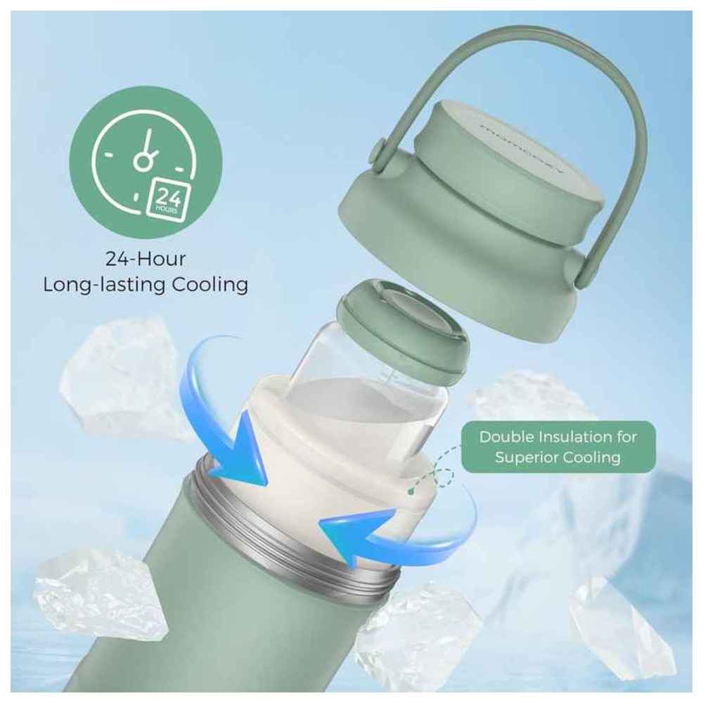 MomCozy - Portable Breast Milk Cooler w/ Baby Bottles Set - Green - 3 Pcs
