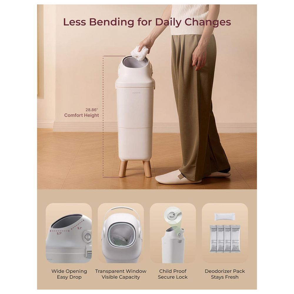 Momcozy - Triple-Seal Odor Control Diaper Pail - White