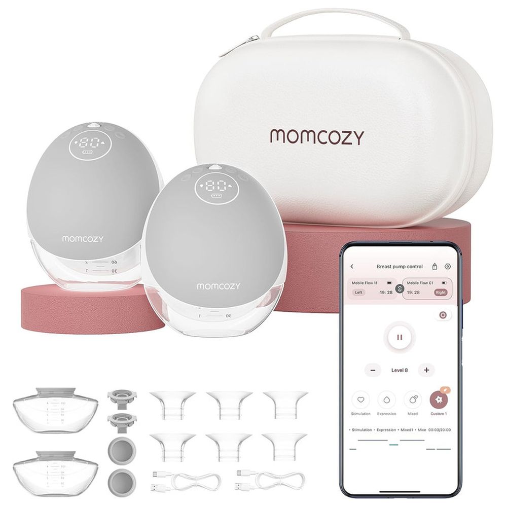 MomCozy - Hands Free Wearable Breast Pump - Grey - 2 Pcs