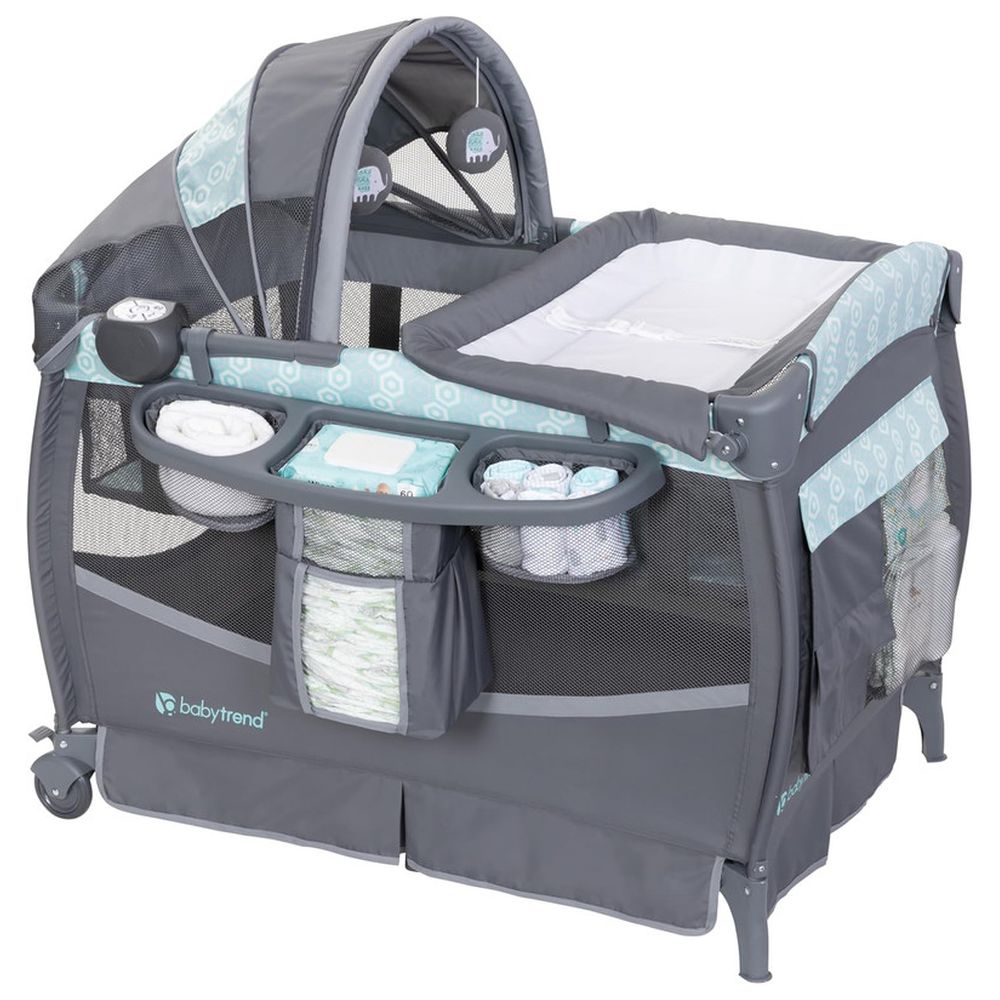 Babytrend - Deluxe II Nursery Center Playard With Bassinet & Changing Table - Hexagon Geo