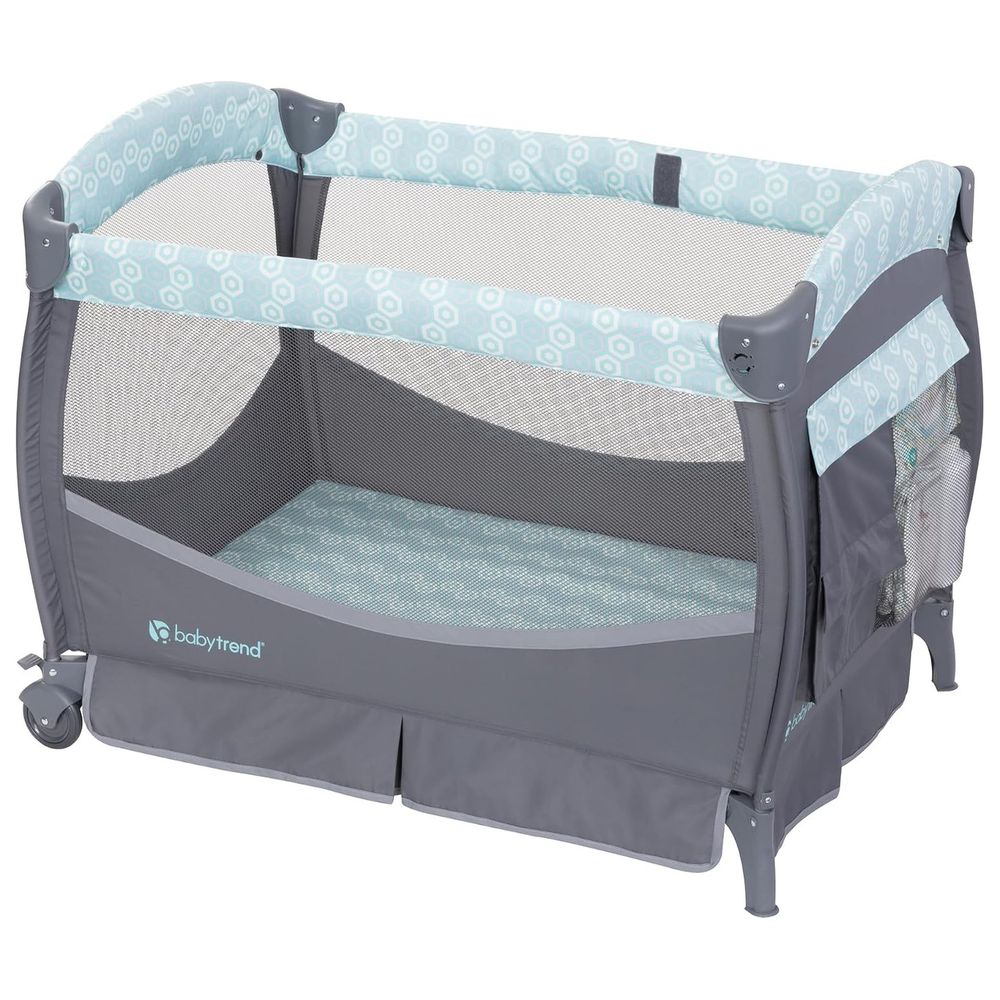 Babytrend - Deluxe II Nursery Center Playard With Bassinet & Changing Table - Hexagon Geo