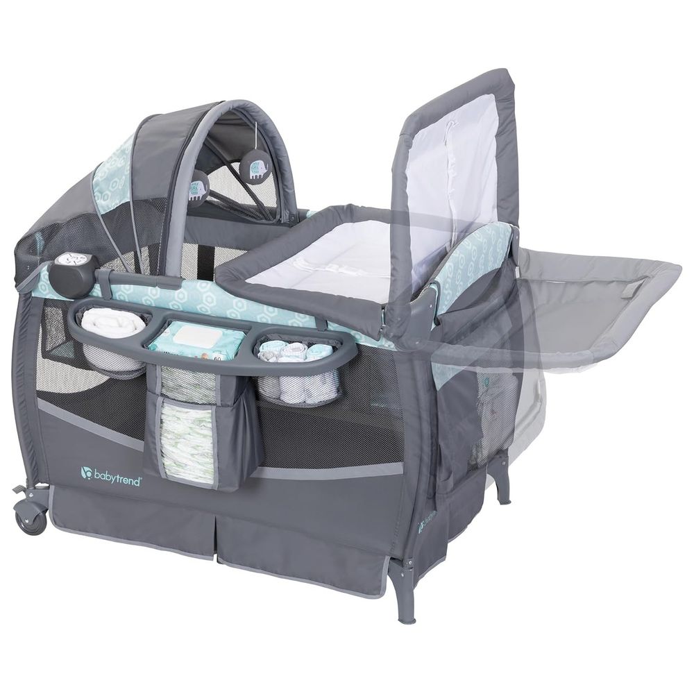 Babytrend - Deluxe II Nursery Center Playard With Bassinet & Changing Table - Hexagon Geo