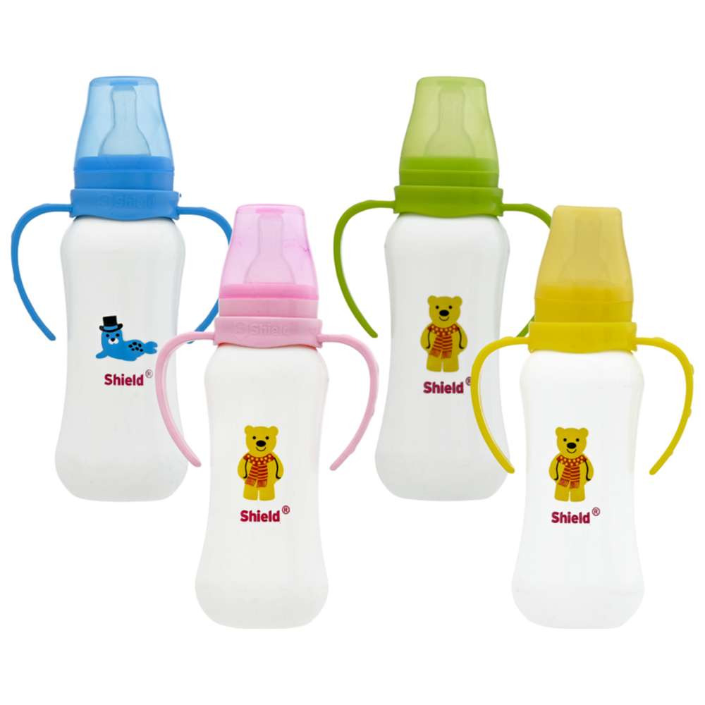 Shield Baby - Standard Neck Frost Feeding Bottle with Handle - 250 ml - Color May Vary - 1 Pc