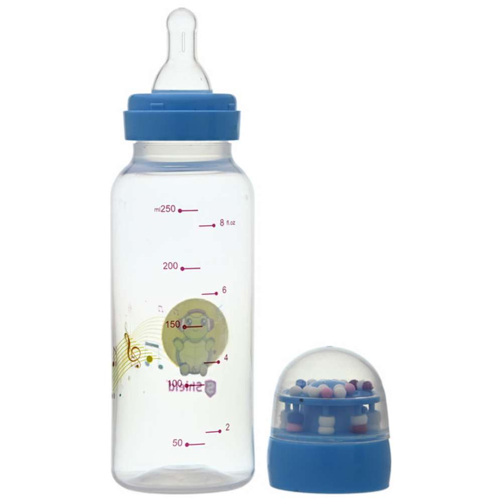 Shield Baby - PP Standard Neck Rattle Cap Feeding Bottle - 250 ml - Color May Vary - 1 Pc