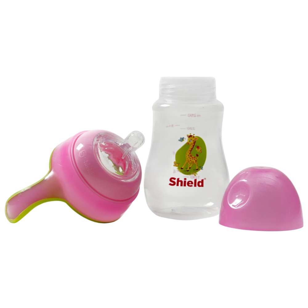 Shield Baby - PP GID Widen Neck Feeding Bottle With Handle - 260 ml - Color May Vary - 1 Pc