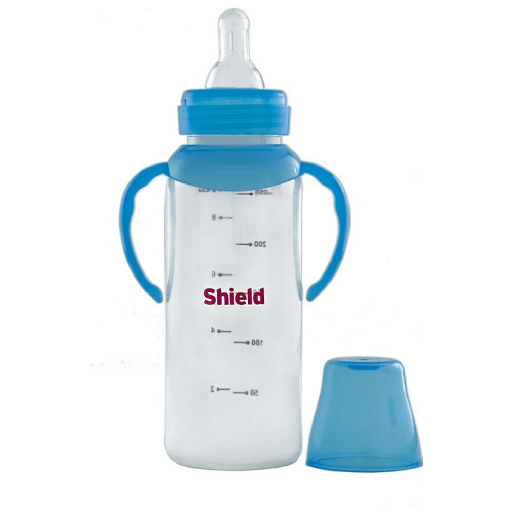 Shield Baby - Standard Neck Classic Feeding Bottle With Handle - 250 ml - Color May Vary - 1 Pc
