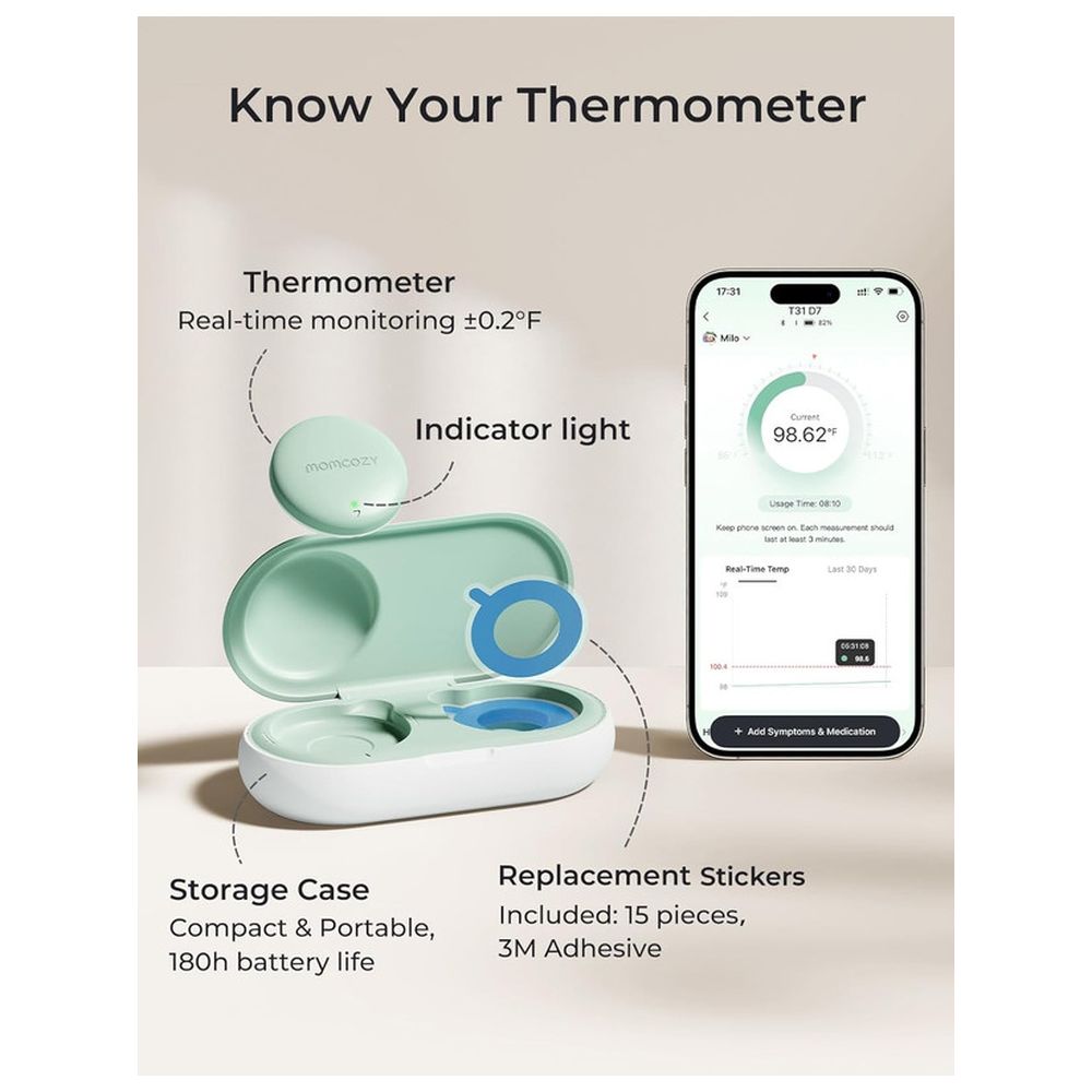 Momcozy - Wearable Digital Thermometer - White