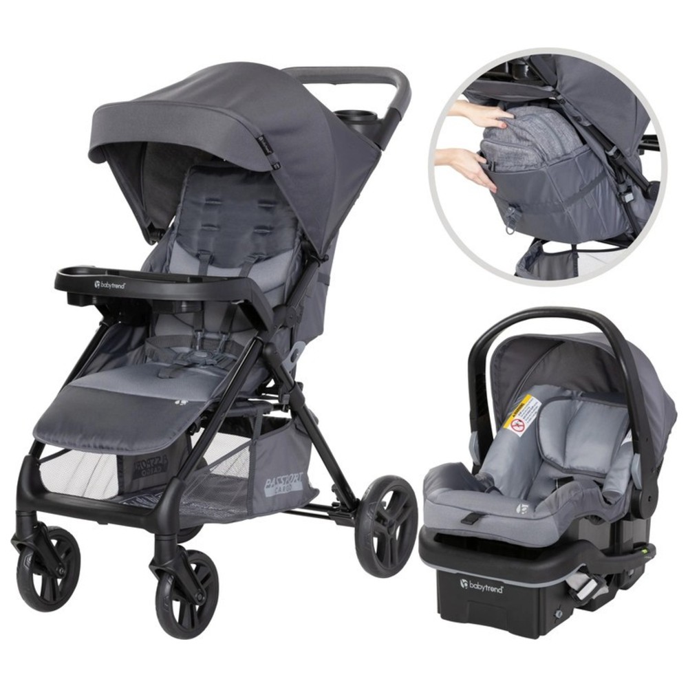 Babytrend - Passport Cargo Stroller Travel System With Ez-Lift Plus Infant Car Seat - Grey Bamboo