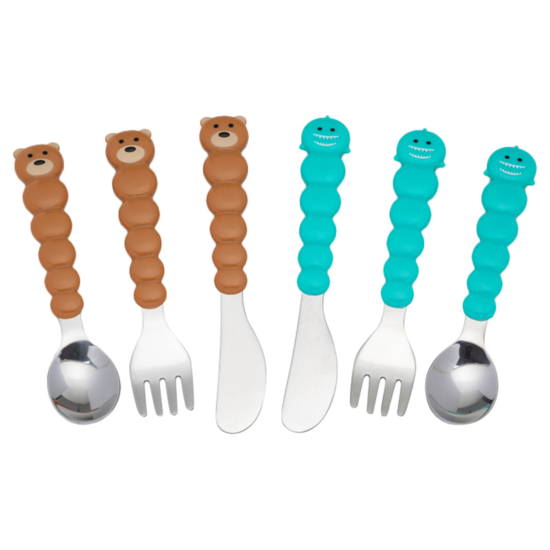 Melii Utensil Set - Brown Bear & Blue Shark - 6pcs