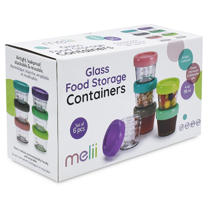 Melii - Glass Food Container - 4oz - 6pcs