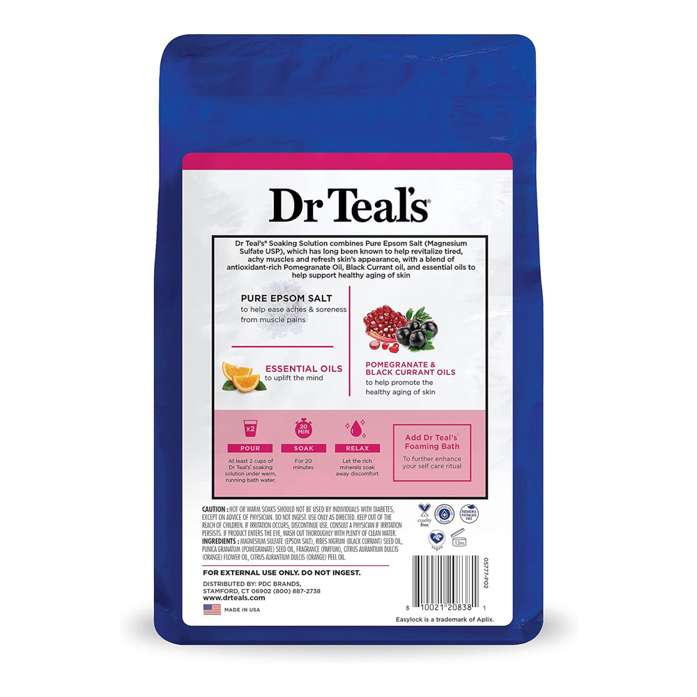 Dr Teal's Epsom Salt Soaking Solution - Pomegranate & Black Currant - 1.36 kg