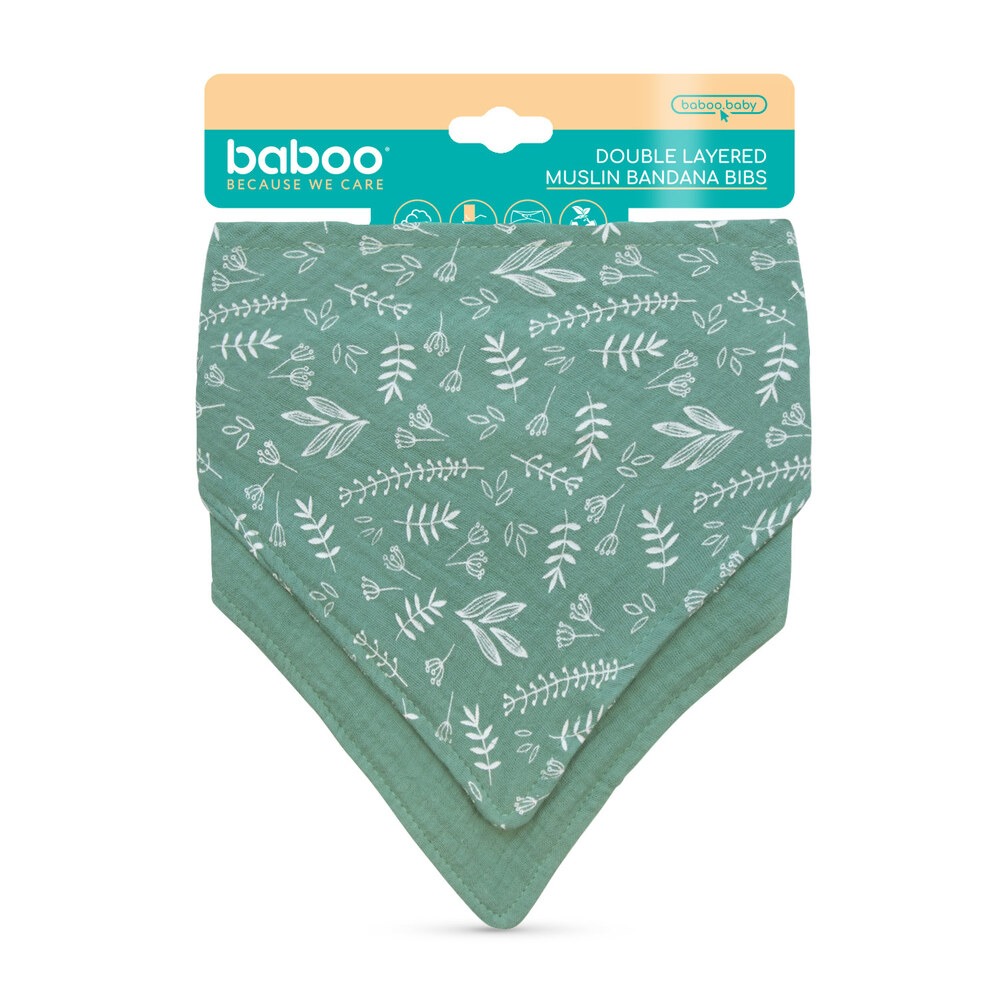 Baboo - Double Layer Muslin Bandana Bib Set - Peachy Keen - 2pc