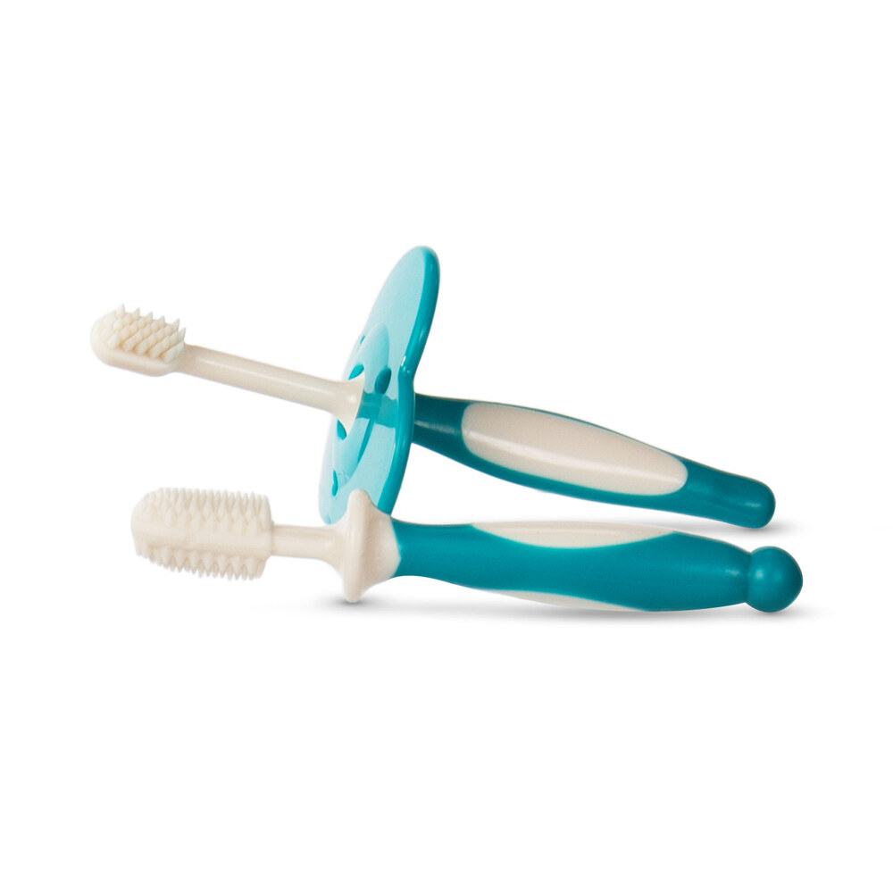 Baboo - Silicone Baby Toothbrush Set - 6m+ - Lagoon Fiesta