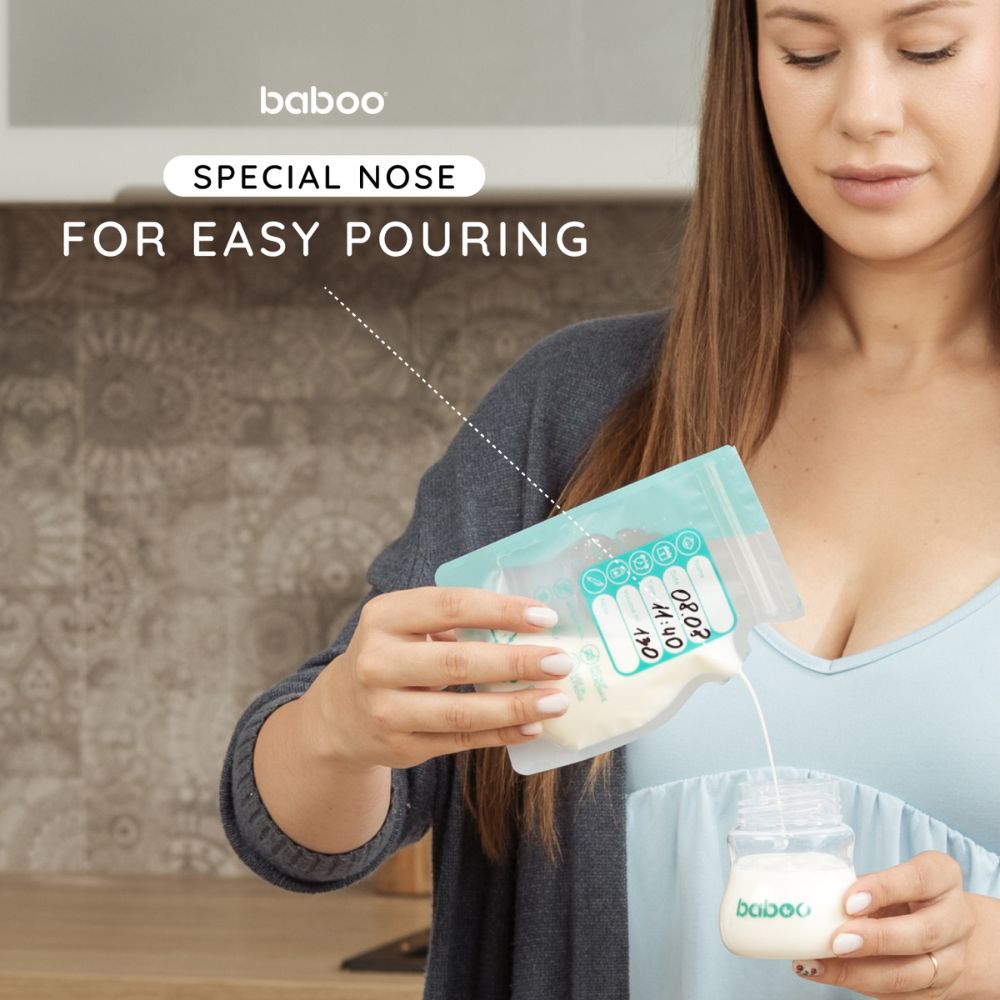 Baboo - Easy Pour Breast Milk Storage Bags - Clear - 25 Pcs - 250 ml