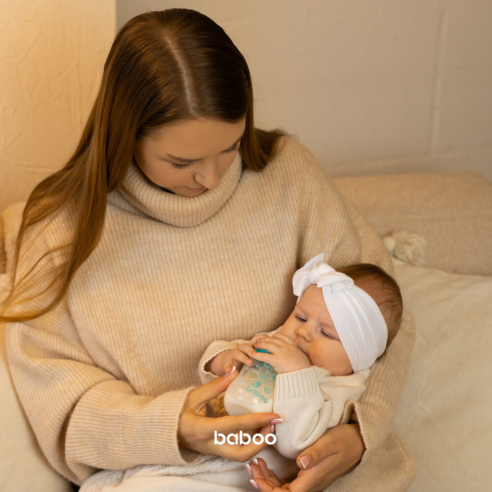 Baboo - Anti-colic Glass Bottle With Wide Neck - 150ml - 0m+