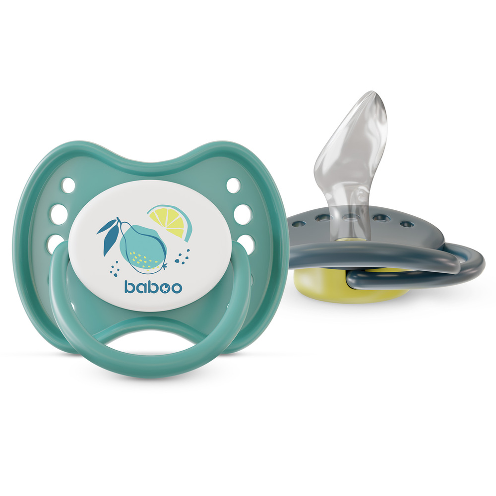 Baboo - Silicone Orthodontic Baby Pacifier With Sterilizer Box - Lagoon Fiesta - +6m - 2pc
