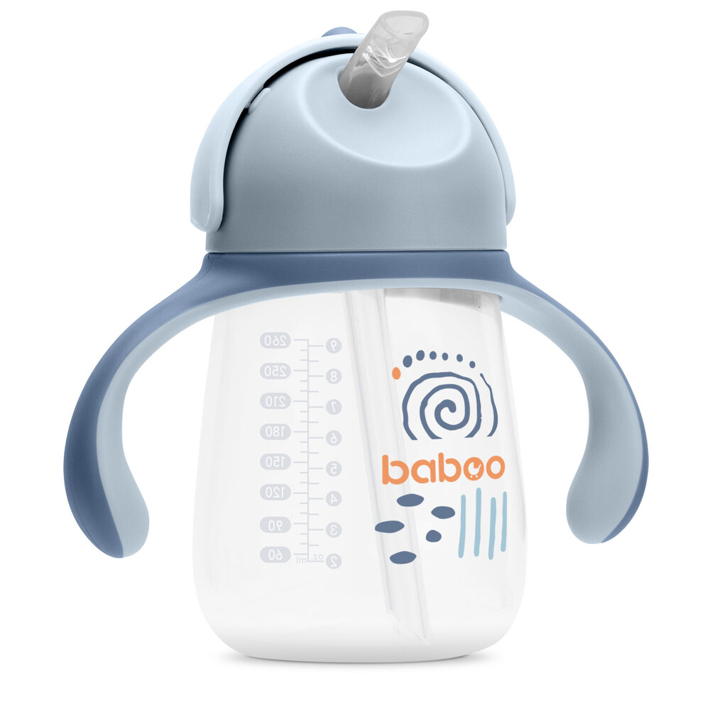 Baboo - Sippy Cup With Silicone Straw - Blue Haze - 260ml - 9m+