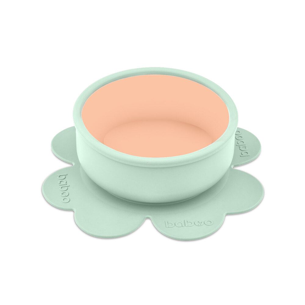Baboo Silicone Bowl With Suction Base - Peachy Keen - 6m+