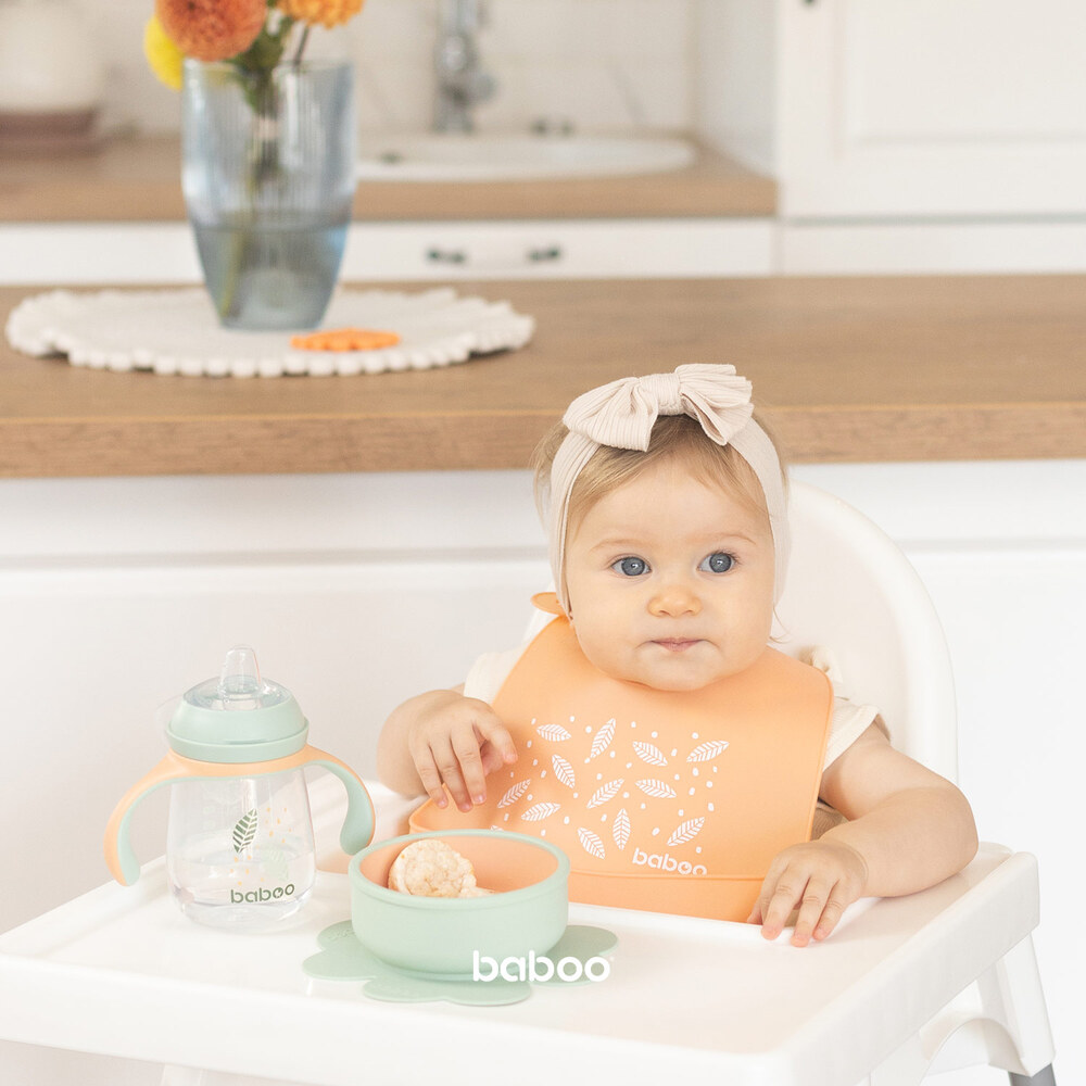 Baboo Silicone Bowl With Suction Base - Peachy Keen - 6m+