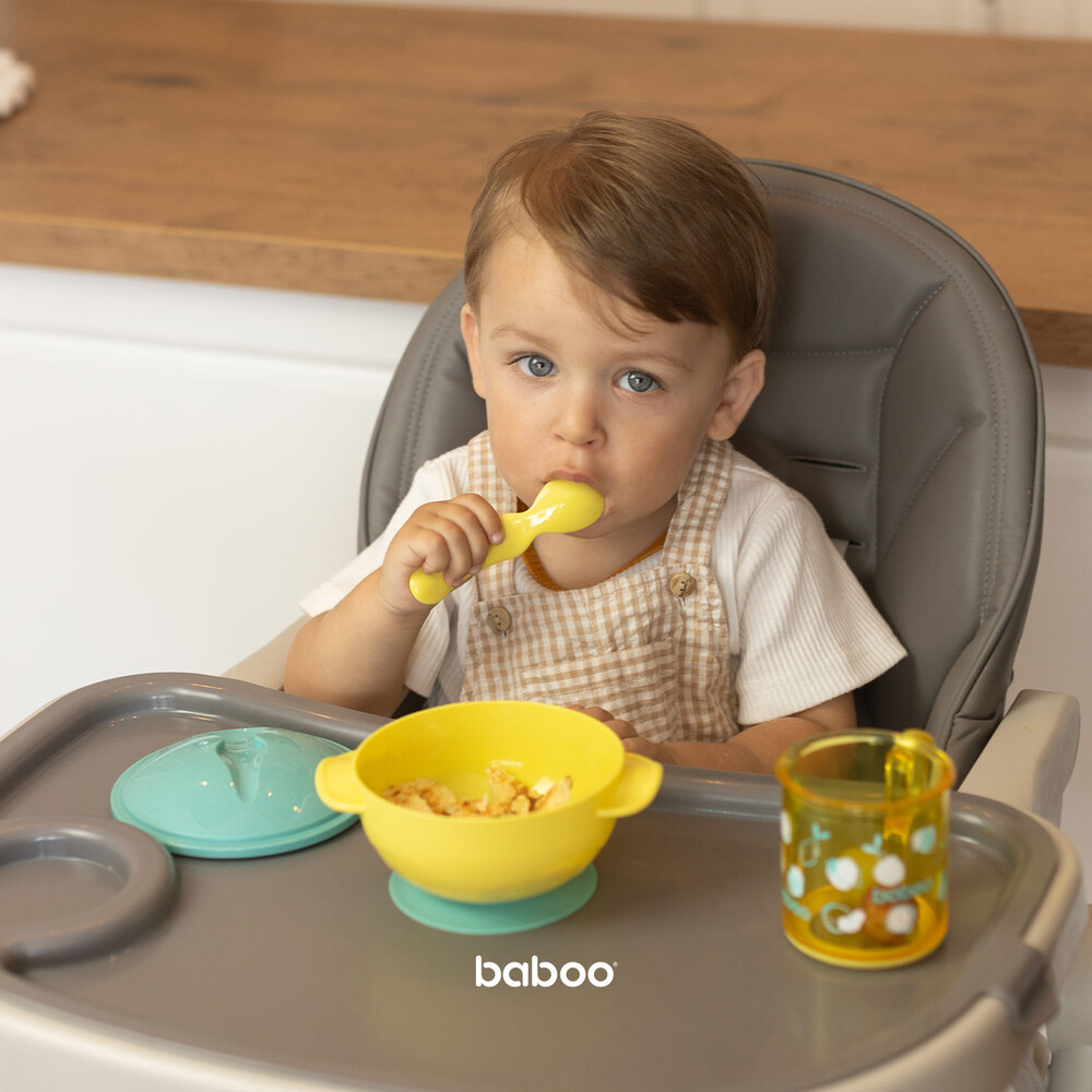 Baboo Suction Feeding Bowl And Spoon Set - Lagoon Fiesta - 6m+
