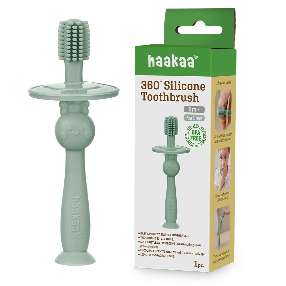 Haakaa - 360 Degrees Silicone Toothbrush - Pea Green