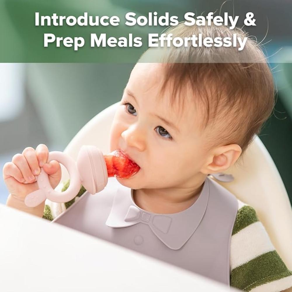 Haakaa - Freeze-N-Feed Fresh Food Feeder Teether And Nibble Tray Set - Blush - 2pcs
