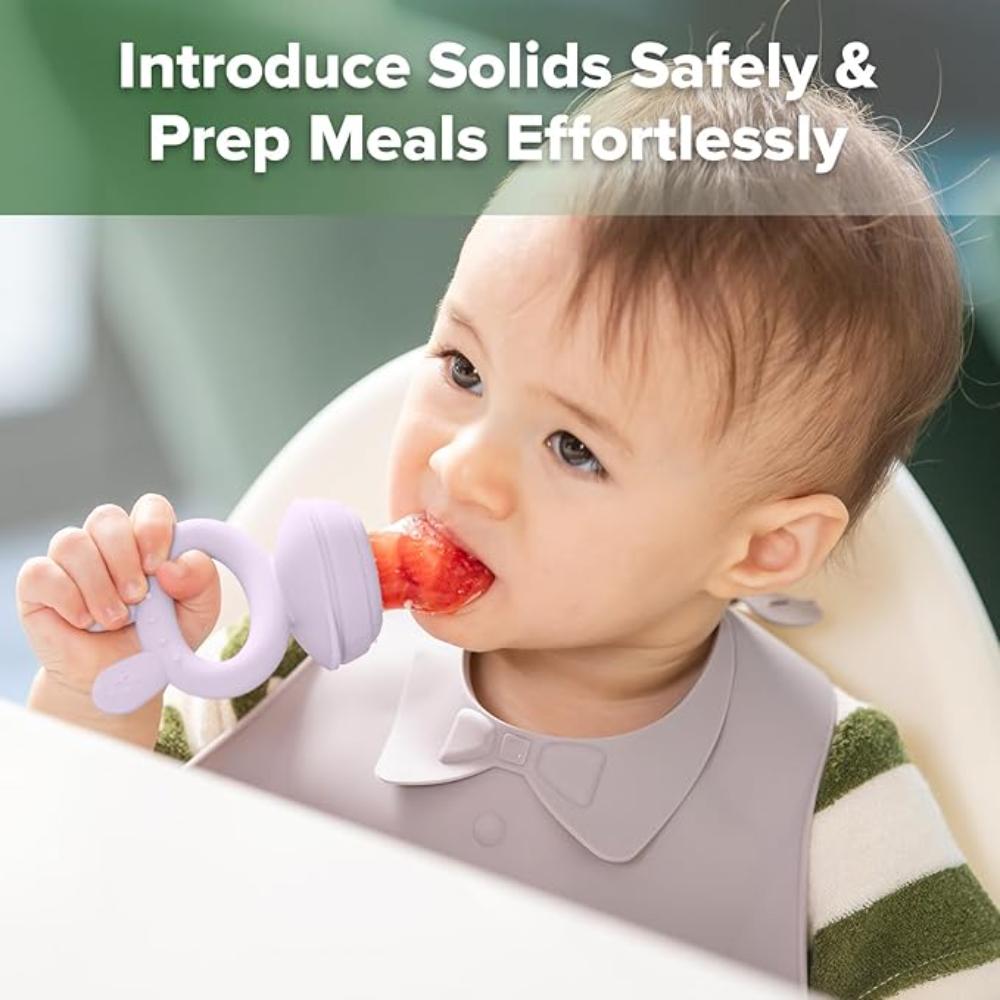 Haakaa Freeze-N-Feed Fresh Food Feeder Teether And Nibble Tray Set - Lavender - 2pcs