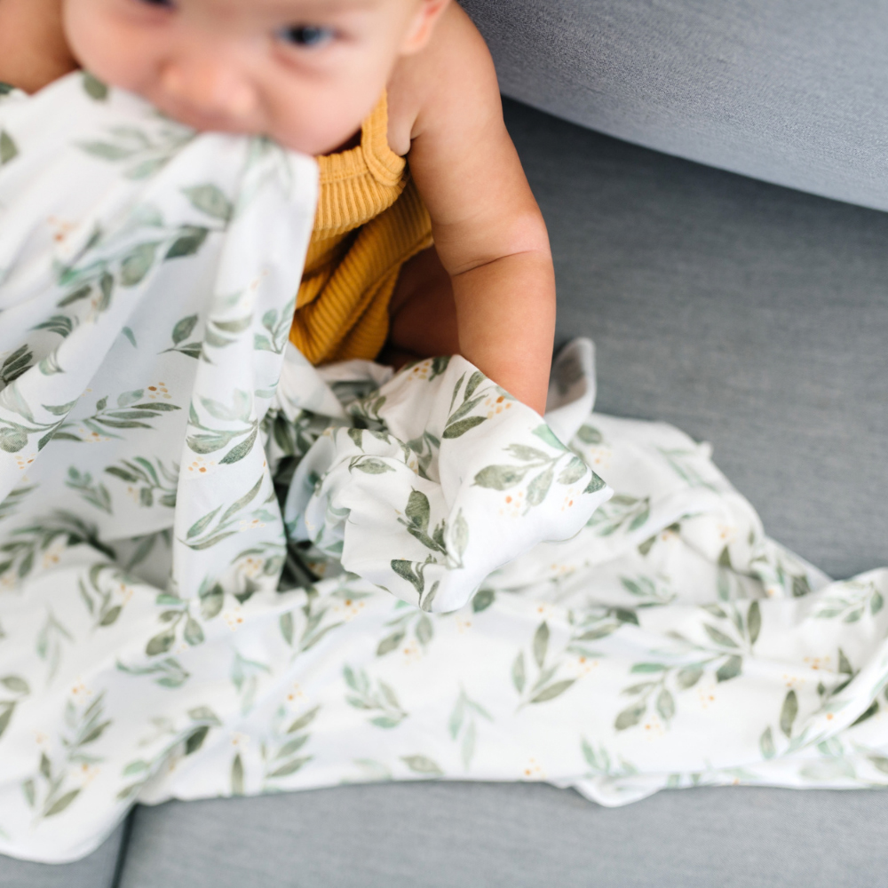 Copper Pearl - Baby Knit Swaddle Blanket - Fern