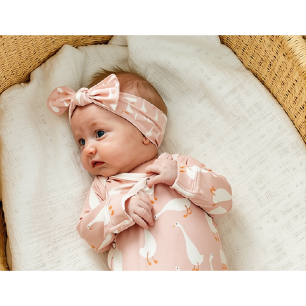 Copper Pearl - Baby Knit Bow Headband - Goosie