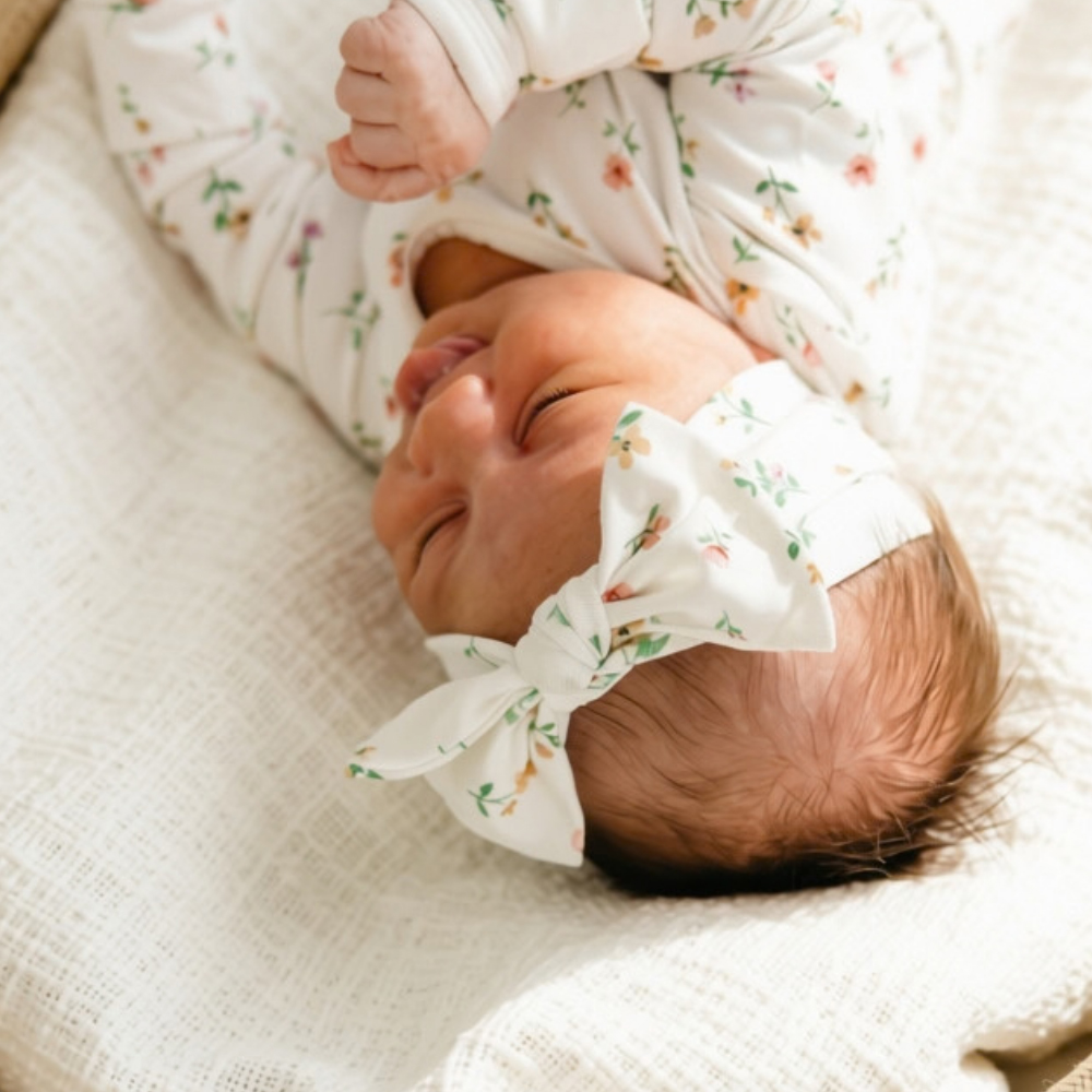 Copper Pearl - Baby Knit Bow Headband - Eloise