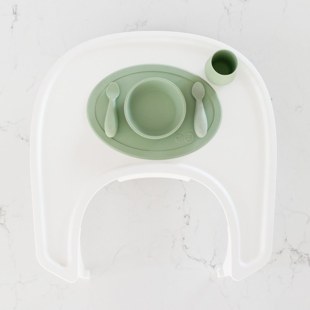 Ezpz - First Food And Bapronbaby Dino Bib Set - Sage - 5 Pcs