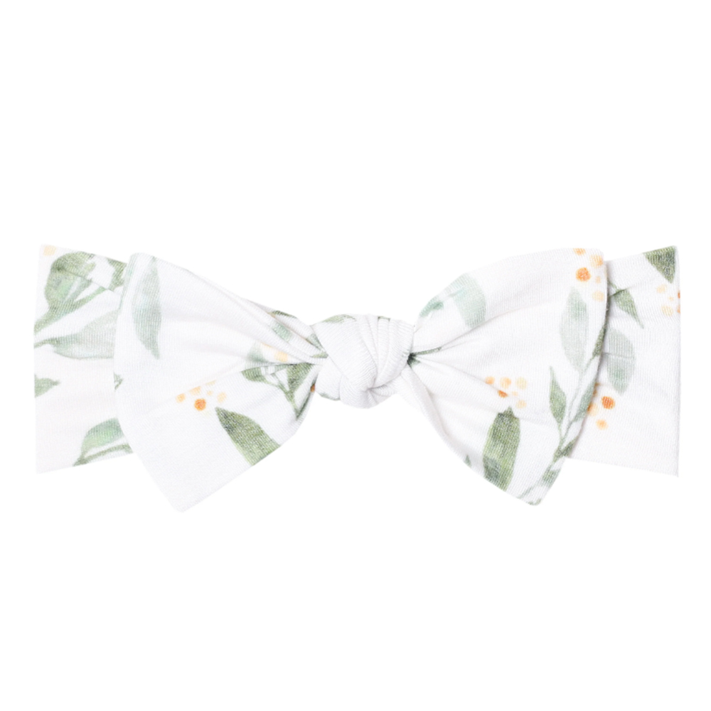 Copper Pearl - Baby Knit Bow Headband - Fern