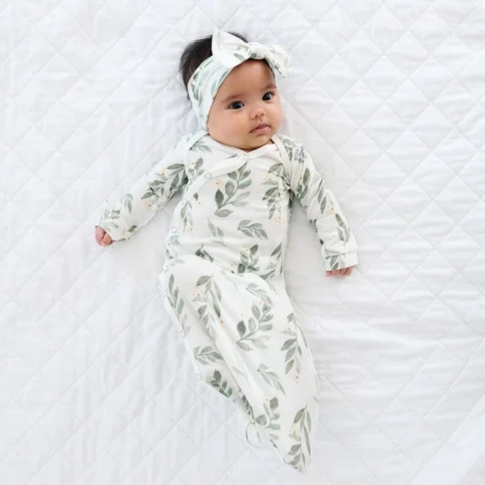 Copper Pearl - Baby Knit Bow Headband - Fern