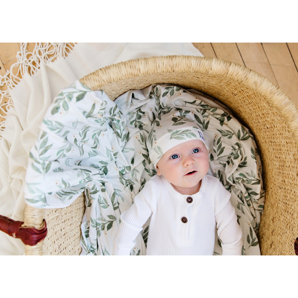 Copper Pearl - Baby Top Knot Hat - Fern
