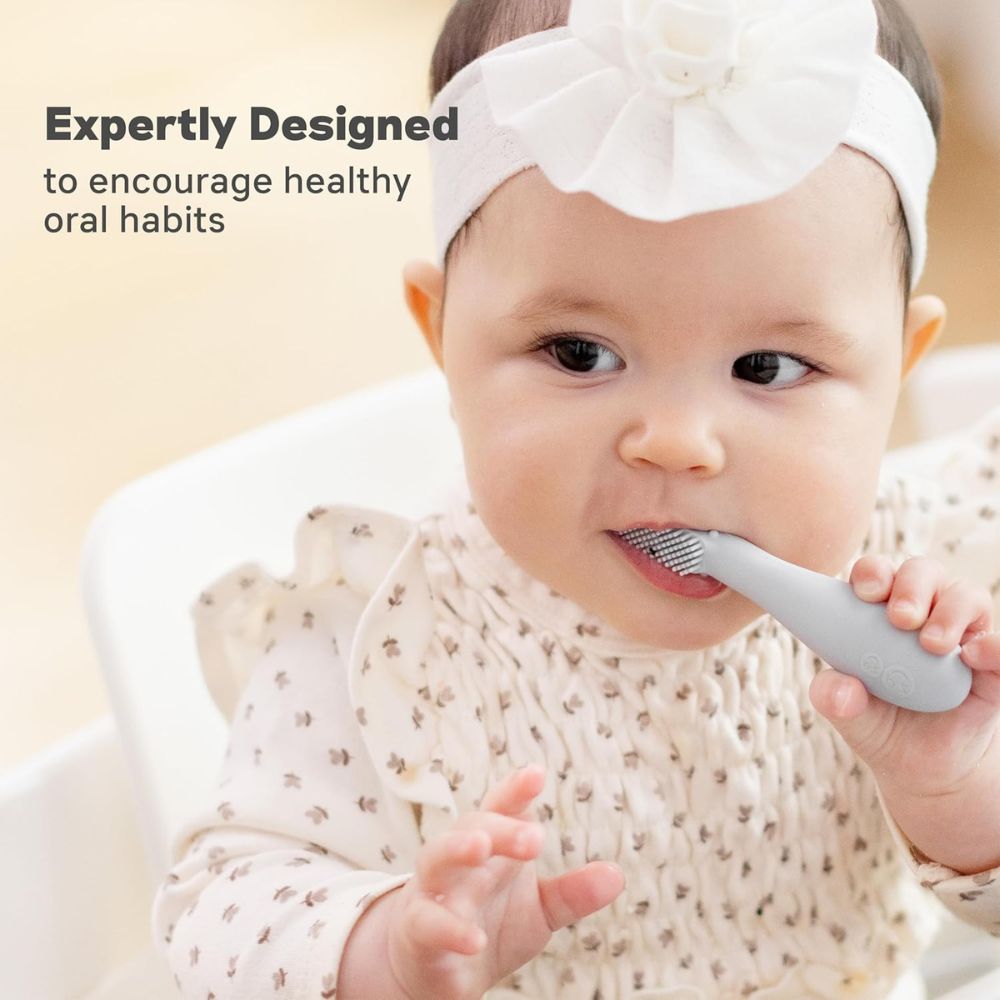 Ezpz Baby-Led Toothbrush & Sensory Tongue Depressor Set - Indigo - 2 Pcs