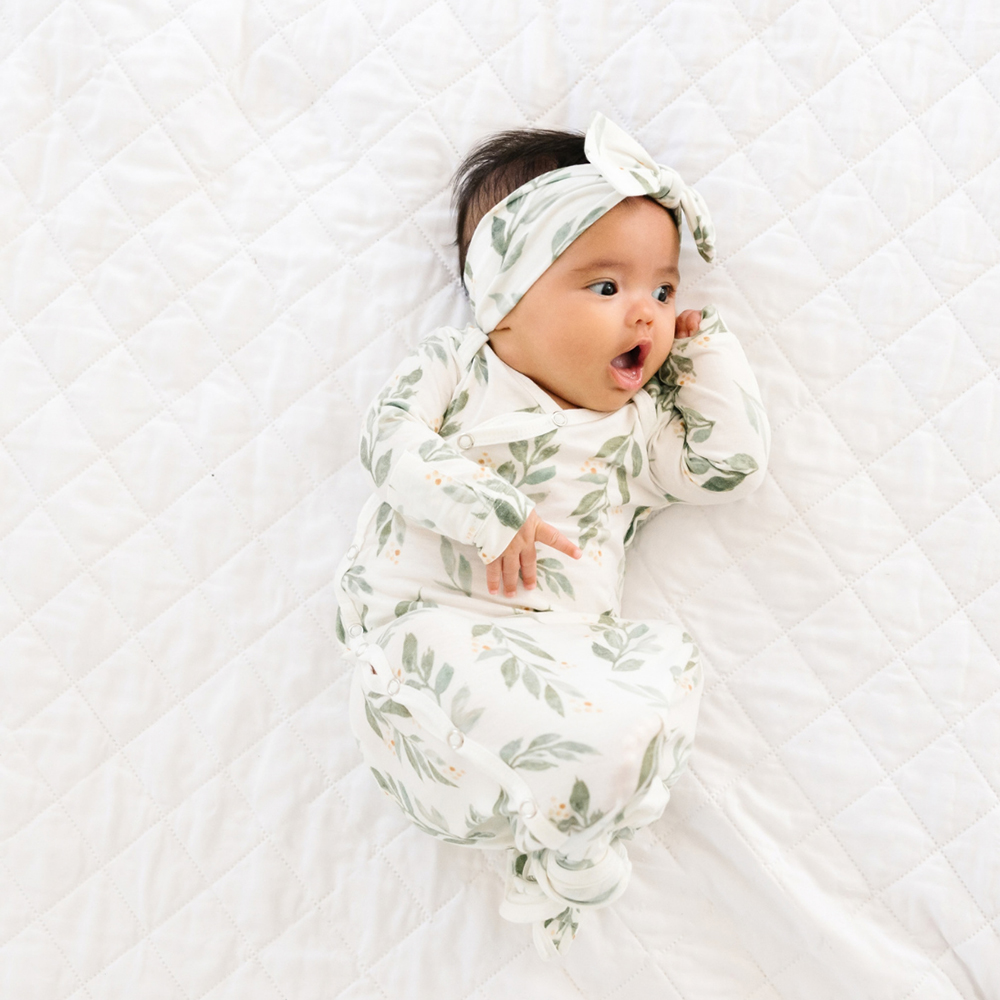 Copper Pearl - Newborn Knotted Sleepsuit - Fern