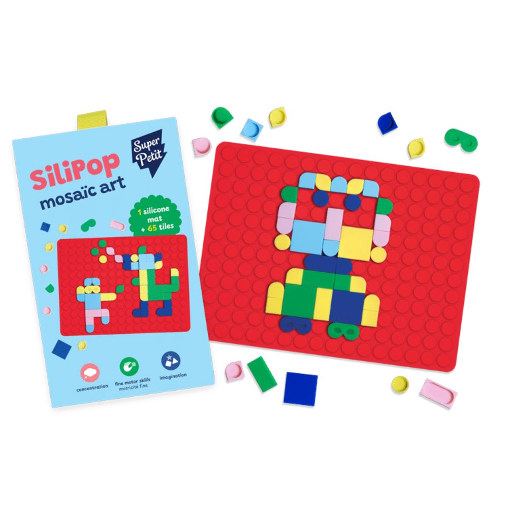 Super Petit - SiliPop Mosaic Art Silicone Mat And 65 Tiles Set - Multicolor