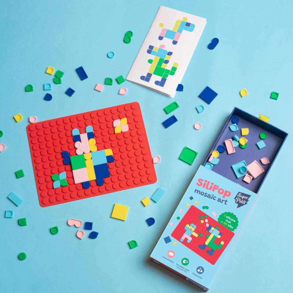 Super Petit - SiliPop Mosaic Art Silicone Mat And 65 Tiles Set - Multicolor
