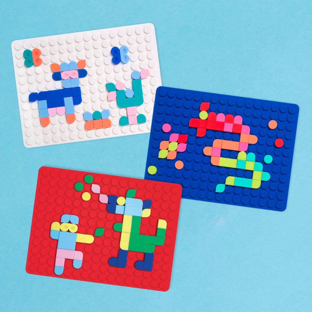 Super Petit - SiliPop Mosaic Art Silicone Mat And 65 Tiles Set - Multicolor