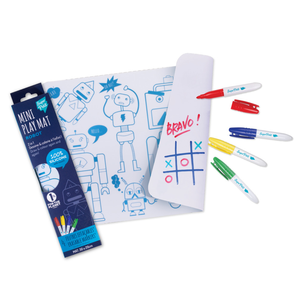 Super Petit - Robot Reversible Mini Playmat With 4 Markers