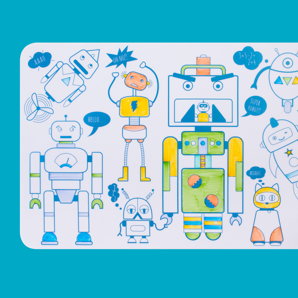Super Petit - Robot Reversible Mini Playmat With 4 Markers