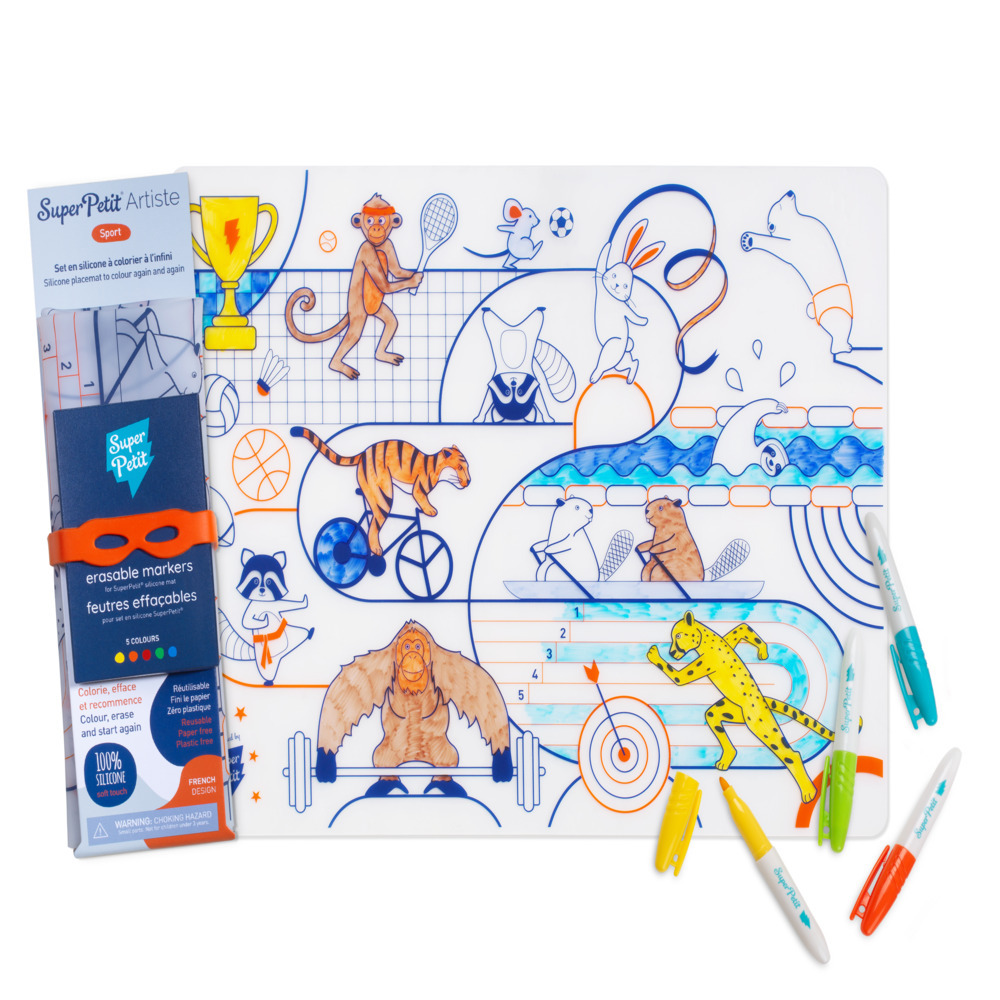 Super Petit - Sports Colouring Playmat With Orange Wristband & 5 Markers