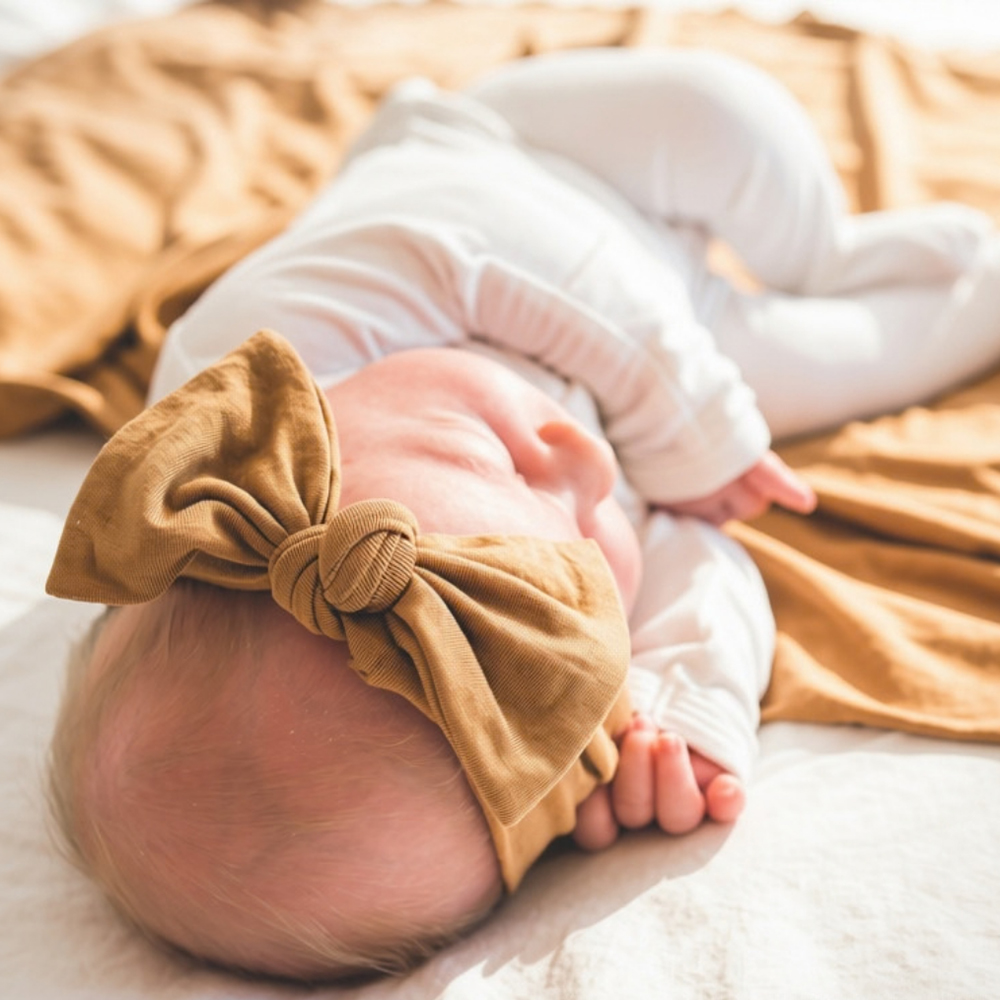 Copper Pearl - Baby Knit Bow Headband