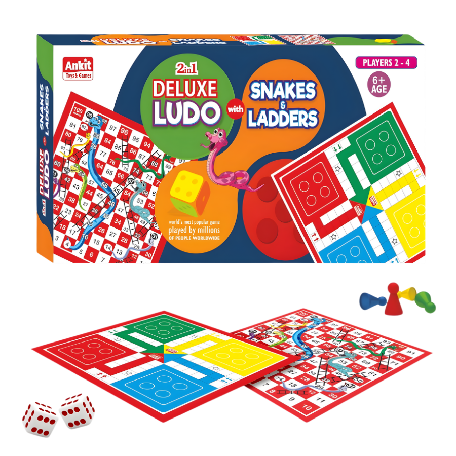 Stem 2-In-1 Deluxe Ludo With Snake & Ladder Board Game - Multicolor