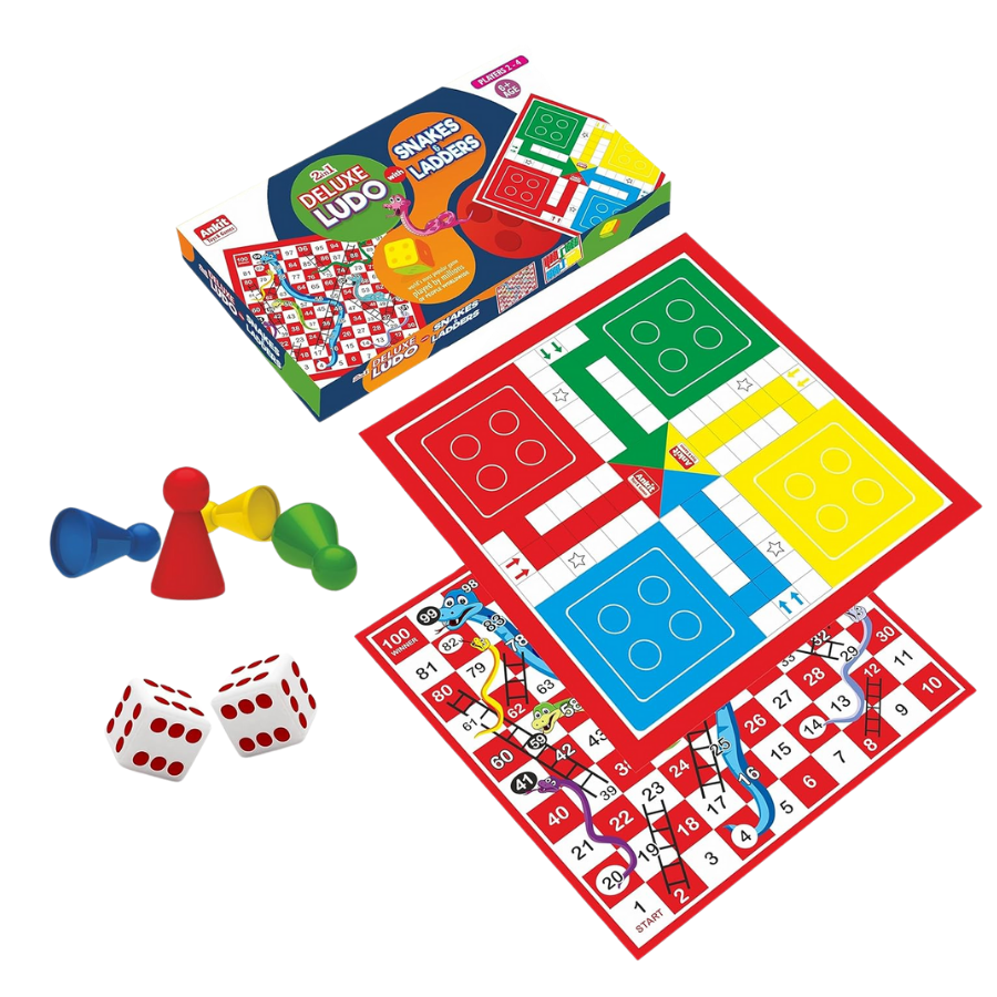 Stem 2-In-1 Deluxe Ludo With Snake & Ladder Board Game - Multicolor