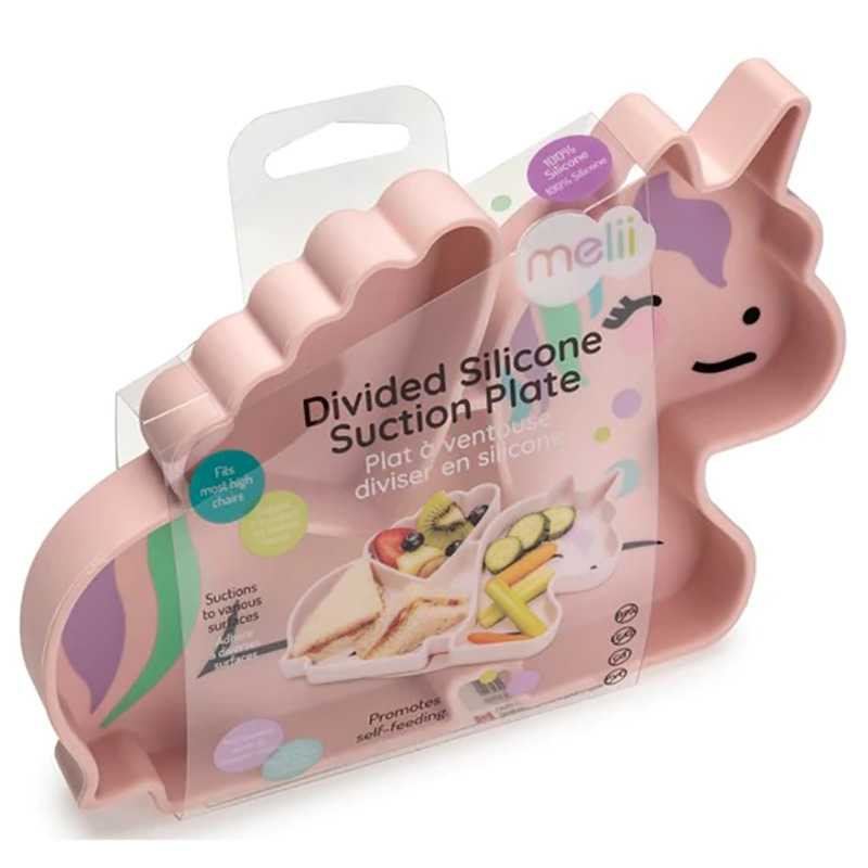 Melii Divided Silicone Suction Plate - Pink Unicorn