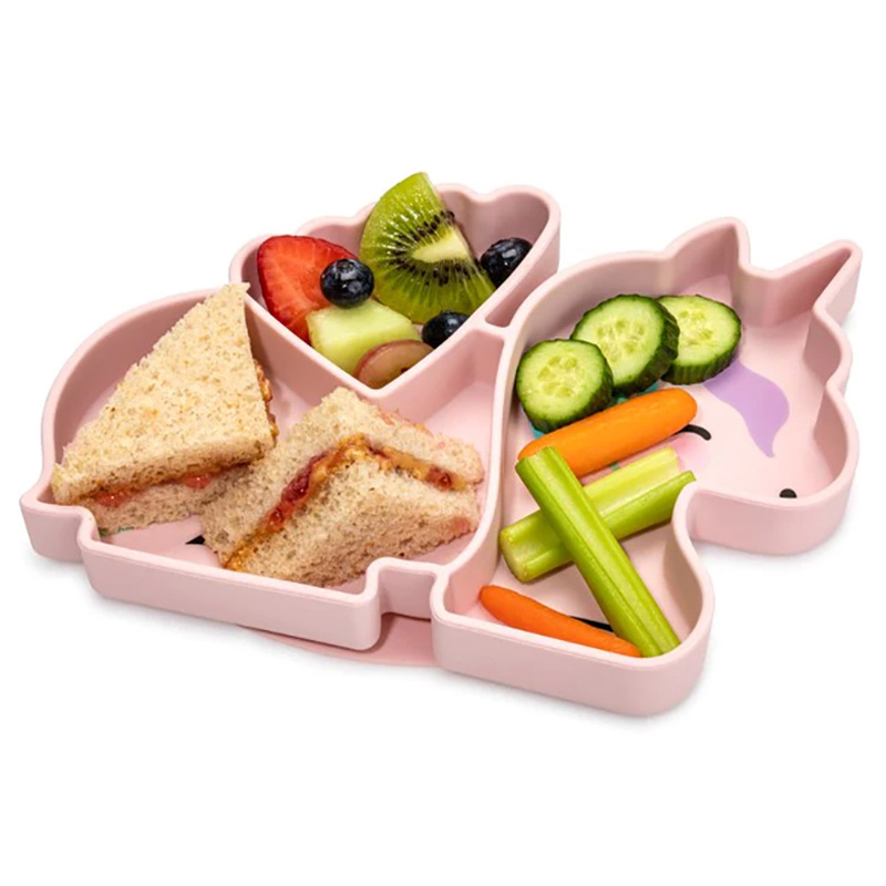 Melii Divided Silicone Suction Plate - Pink Unicorn