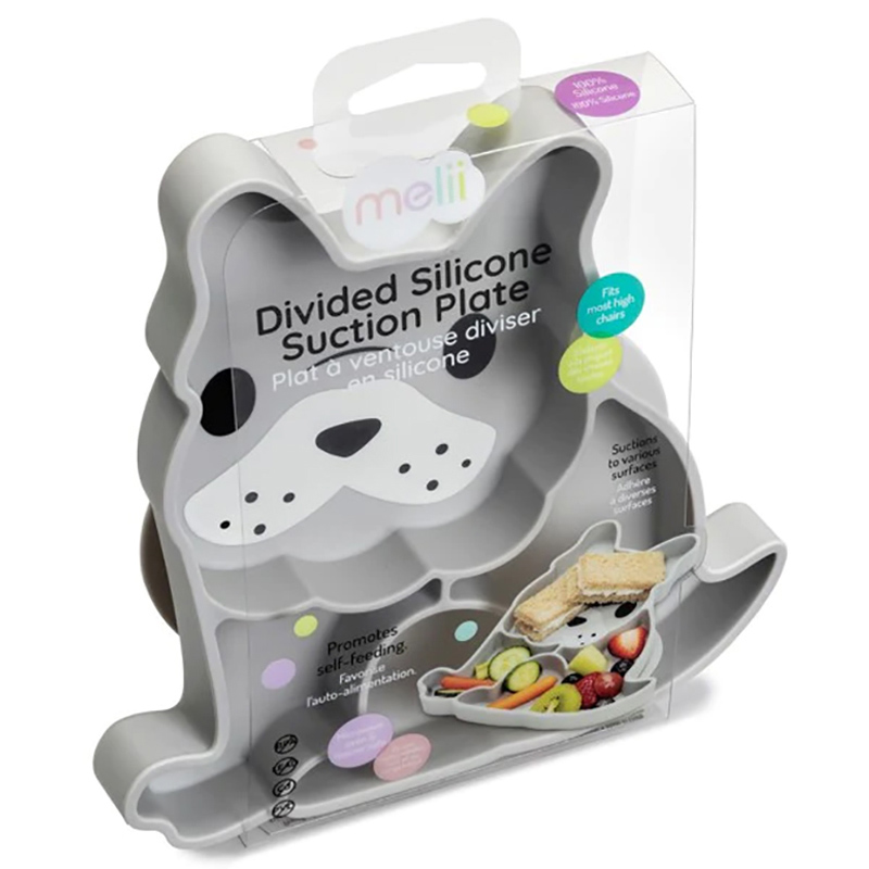 Melii Divided Silicone Suction Plate - Grey Bulldog